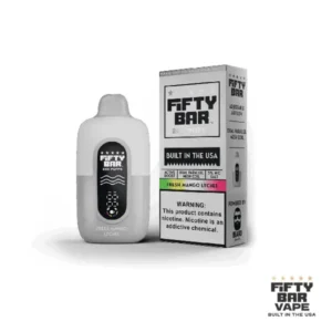 Fresh Mango Lychee Fifty Bar 20K Puffs White Series disposable vape device with LED display and adjustable airflow