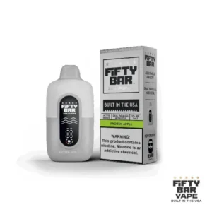 Frozen Apple Fifty Bar 20K Puffs White Series disposable vape device with LED display and USB-C charging port