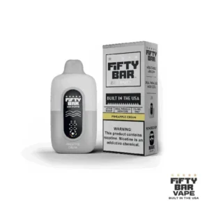 Pineapple Cream Fifty Bar 20K Puffs White Series disposable vape device with LED display and adjustable airflow
