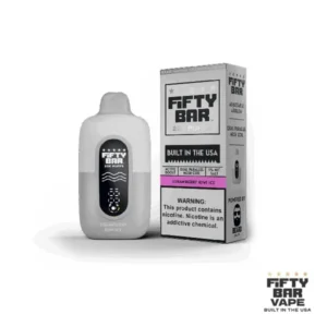 Strawberry Kiwi Ice Fifty Bar 20K Puffs White Series disposable vape device with LED display and USB-C port