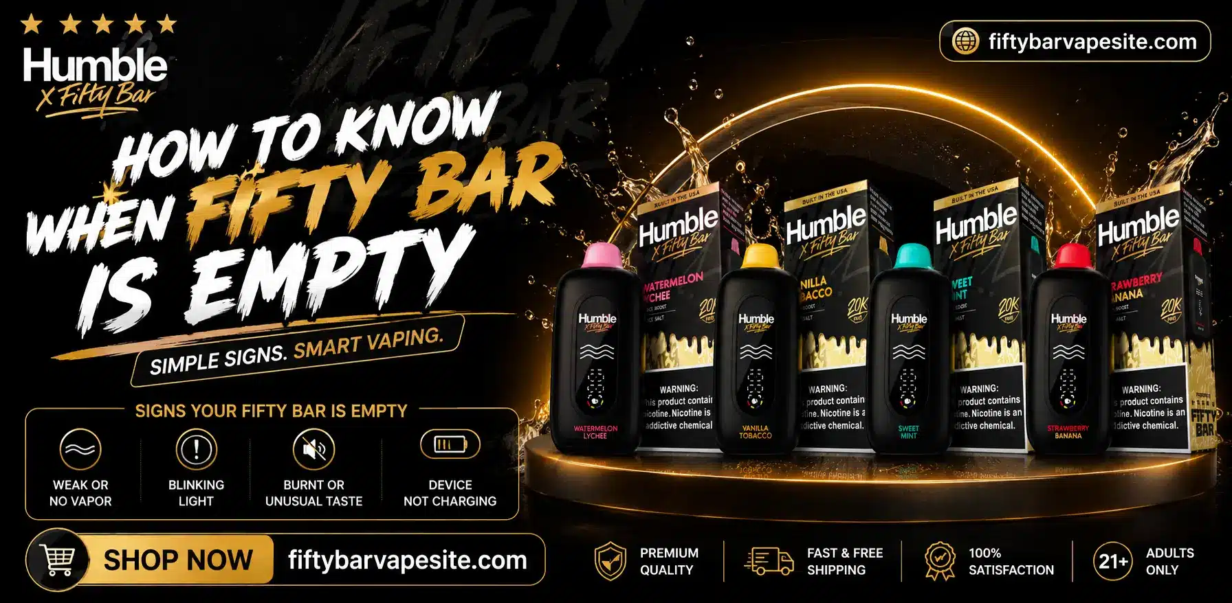Fifty Bar vape showing signs of being empty with fading vapor output